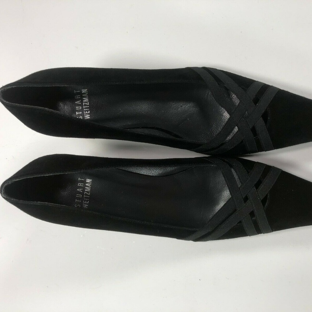 Stuart Weitzman Suede Cross Strap Black Mary Jane